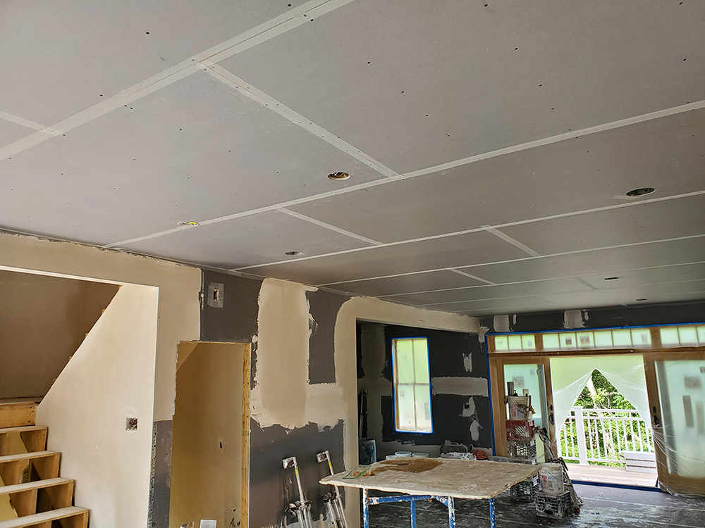 Blueboarded Dining Room Ceiling